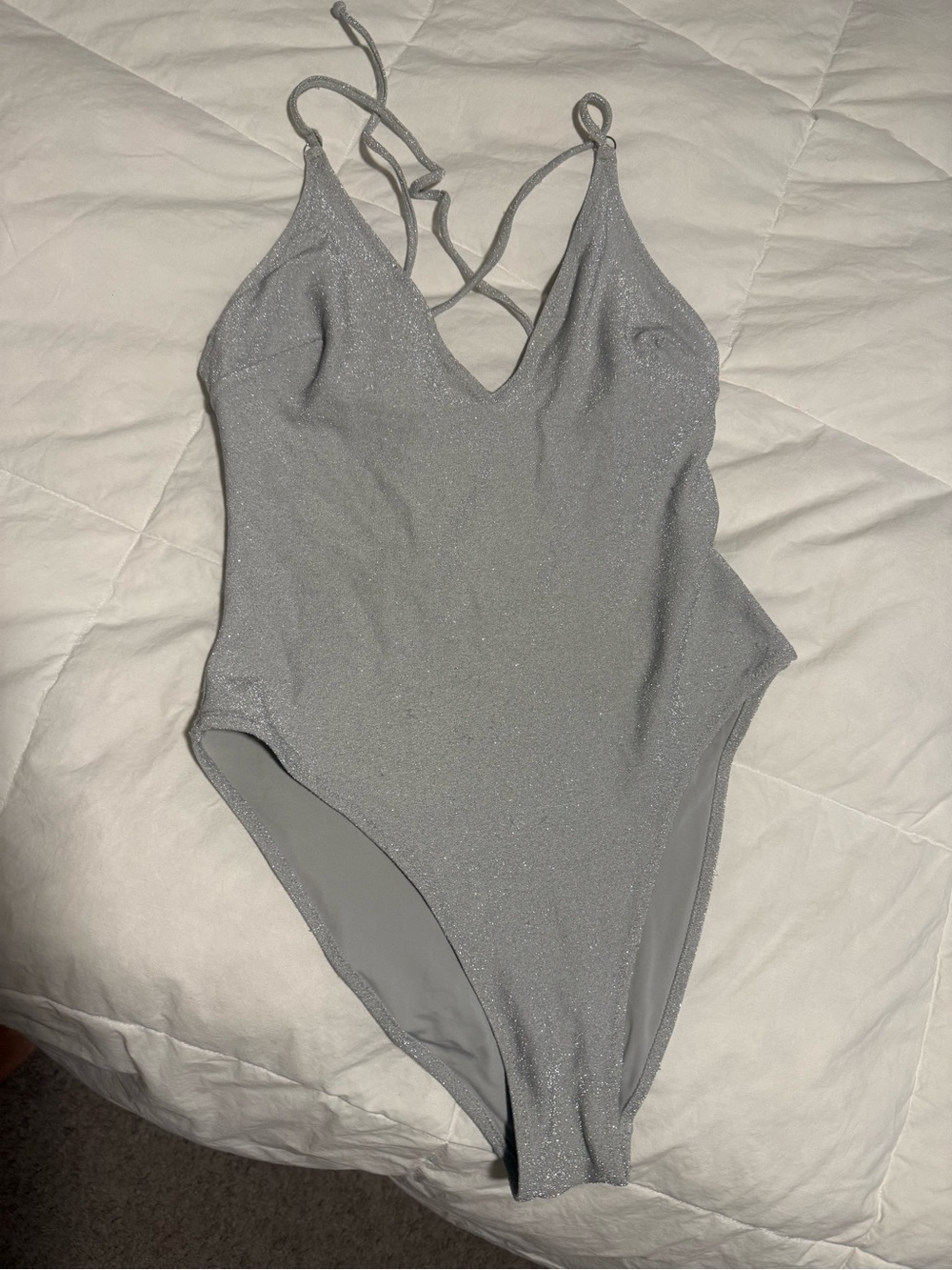 Shimmery Silver One-Piece Swimsuit